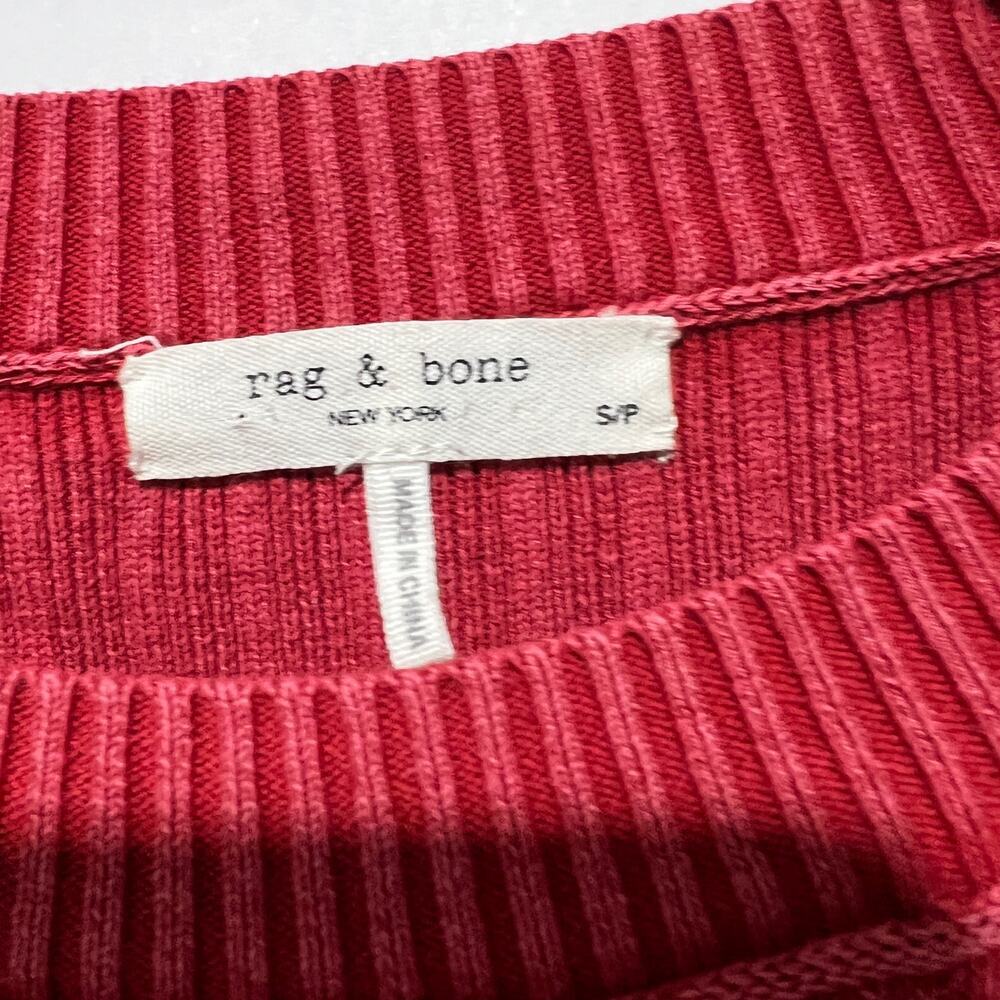 Rag & Bone Womens Irwin Ribbed Knit Cotton Sweater Brick Red Size S - Picture 2 of 5